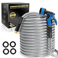 100ft Metal Stainless Steel Garden Hose with 10-Function Nozzle H5662
