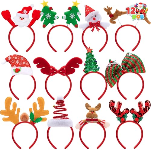 12 Packs Christmas Headbands with Assorted Design Z140579