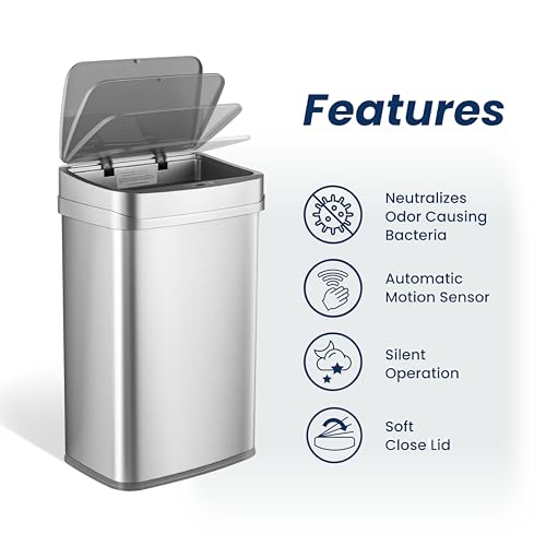 13 Gallon Odor Neutralizing Motion Sensor Trash Can M209