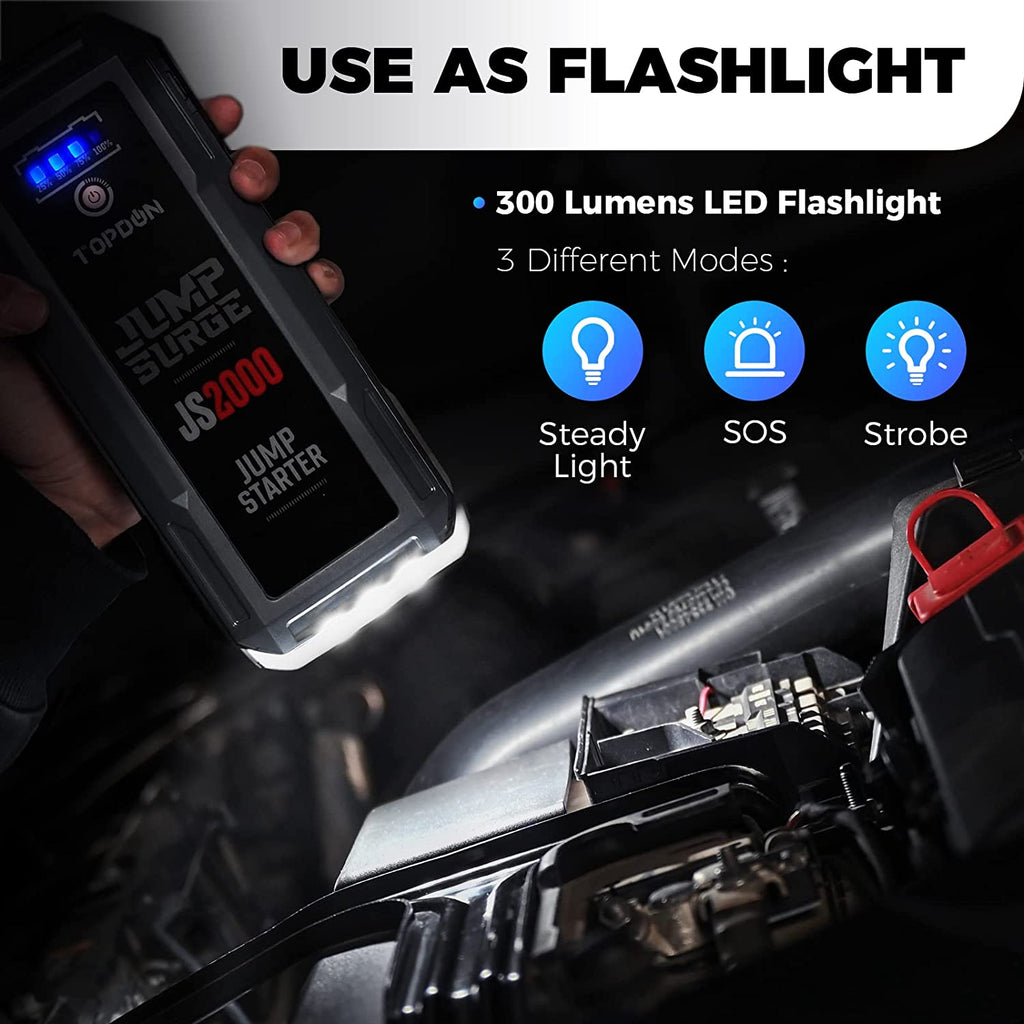 12V 2000A Peak Portable Jump Starter for 8L Gas/6L Diesel Engines A890