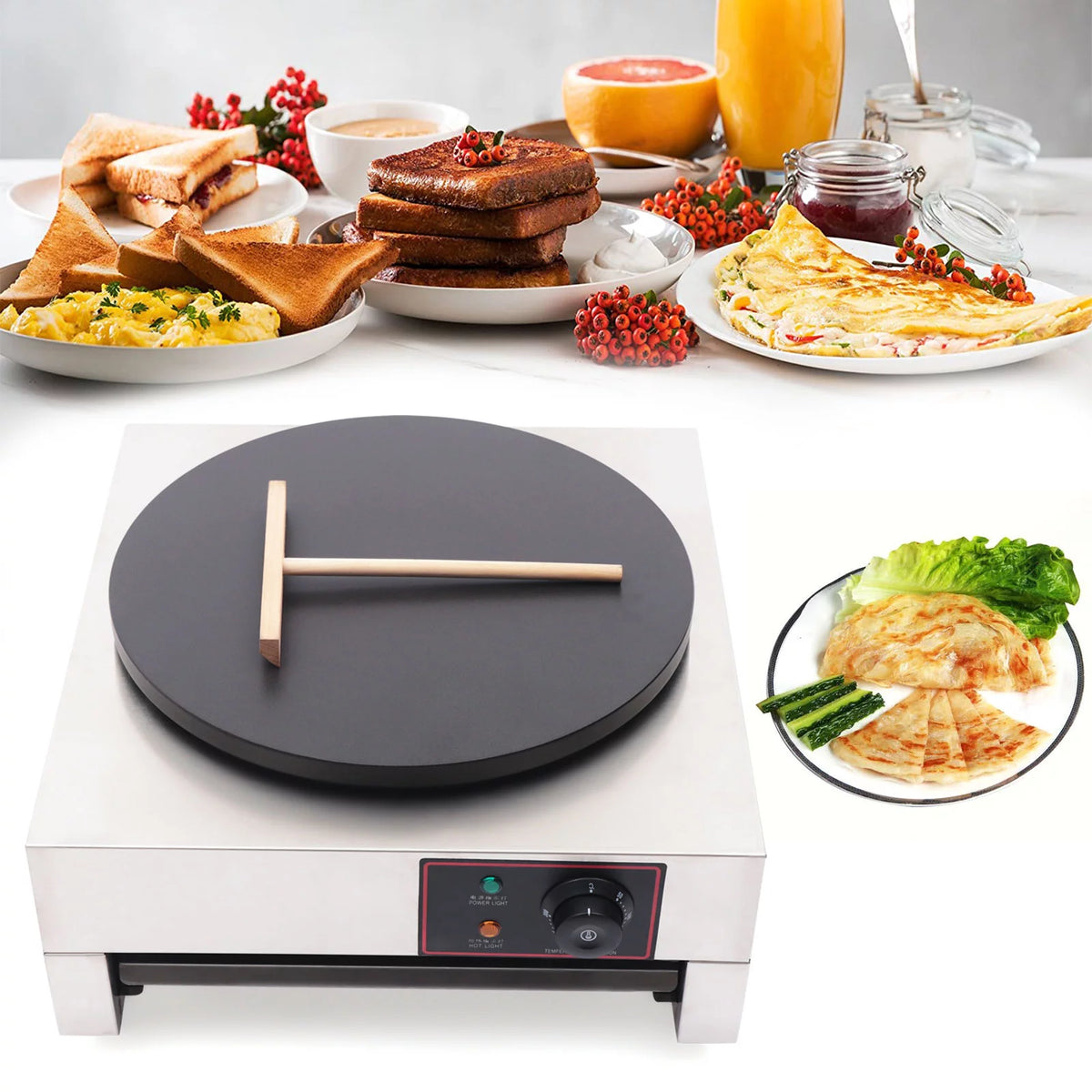 1.7KW Commercial Electric Crepe Maker Nonstick Griddle T742293