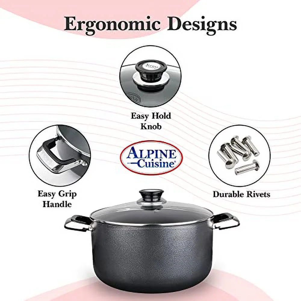 10 Quart Non-stick Aluminum Stock Pot with Glass Lid W315