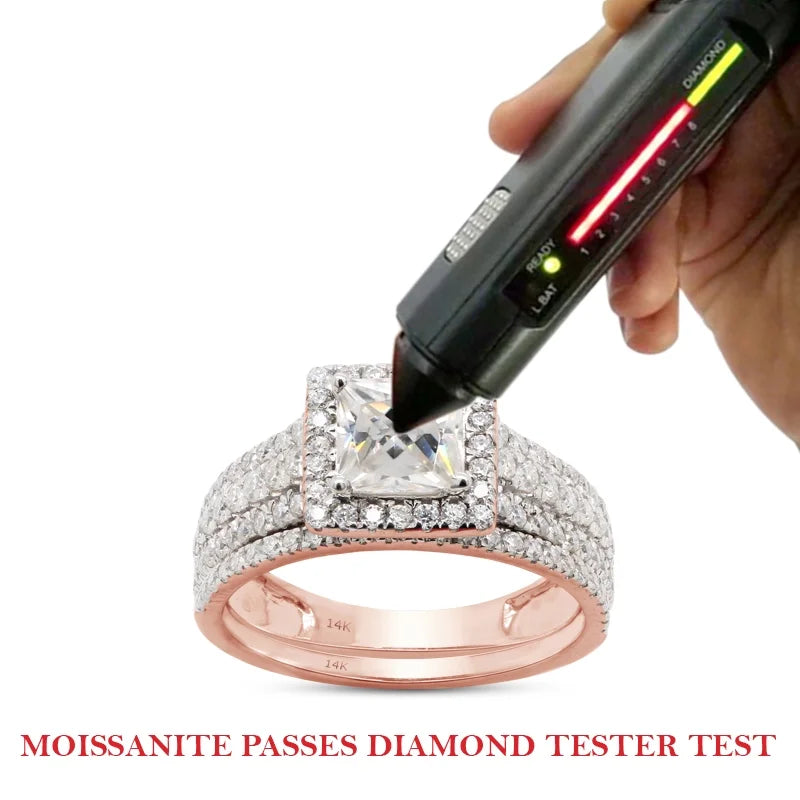 1 1/2 ct. t.w Princess & Round Cut Lab Created Moissanite Diamond Halo Engagement Ring In 14K Solid Rose Gold F539616
