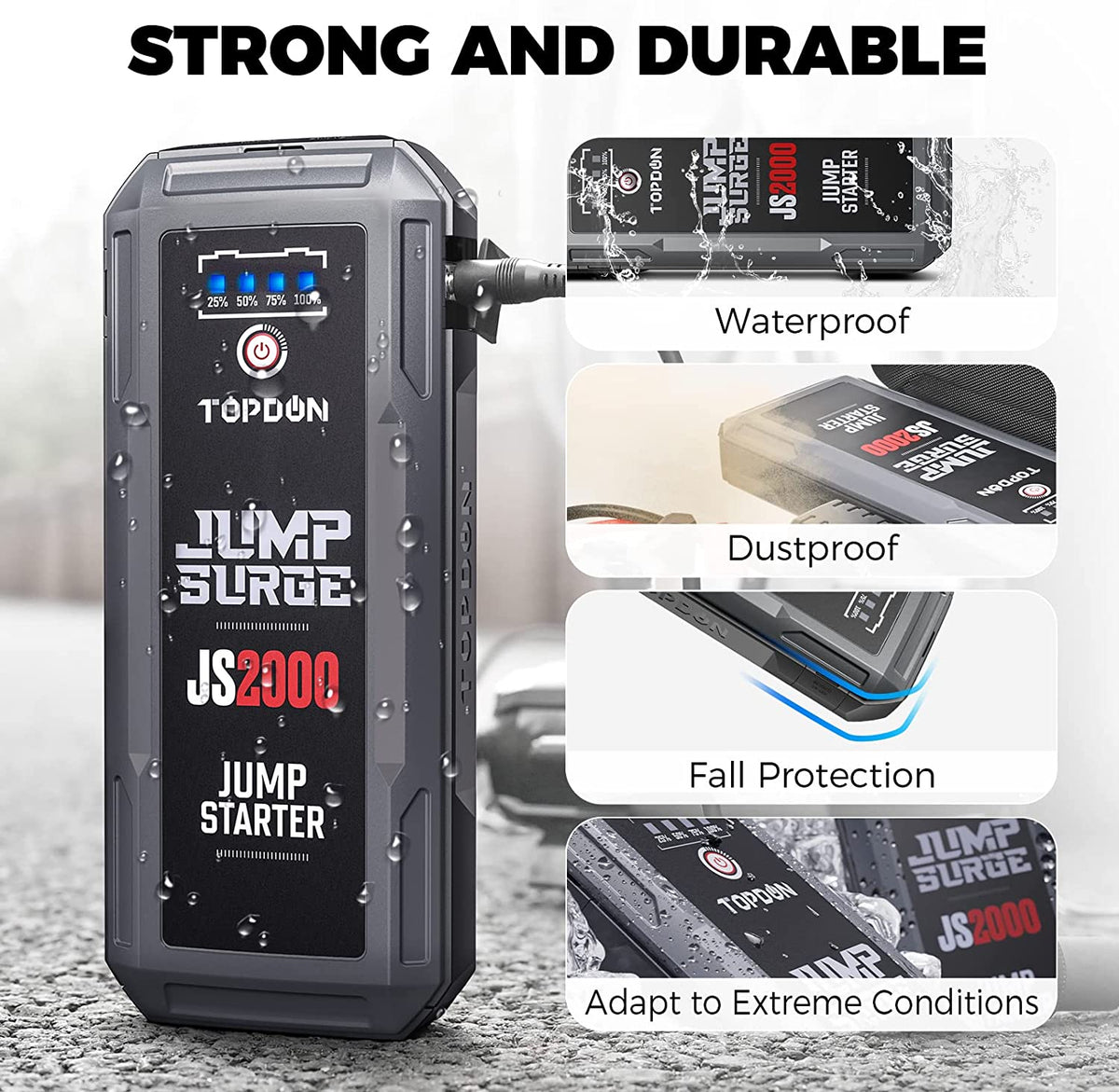 12V 2000A Peak Portable Jump Starter for 8L Gas/6L Diesel Engines A890