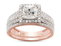 1 1/2 ct. t.w Princess & Round Cut Lab Created Moissanite Diamond Halo Engagement Ring In 14K Solid Rose Gold F539616