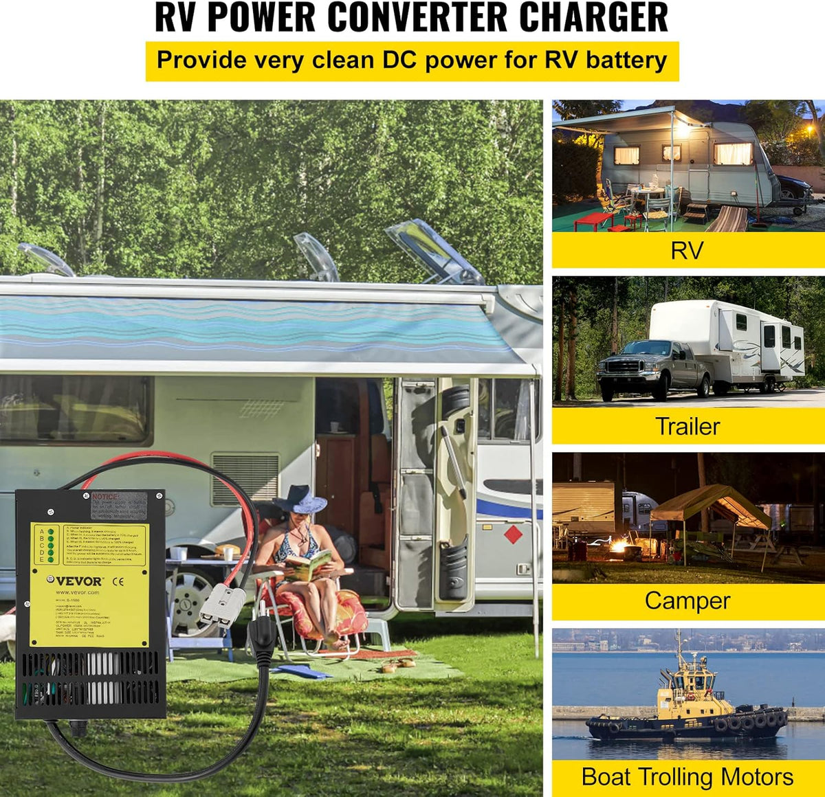 110 Volt AC to 12 Volt DC 1200W Power Converter Charger W44544