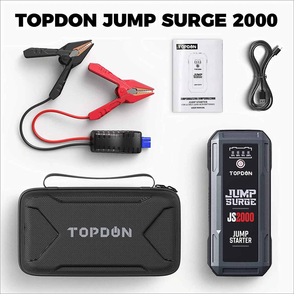 12V 2000A Peak Portable Jump Starter for 8L Gas/6L Diesel Engines A890