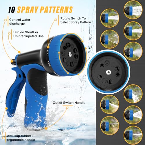 100ft Metal Stainless Steel Garden Hose with 10-Function Nozzle H5662
