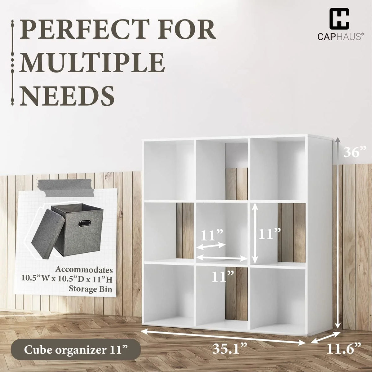 11-Inch Cube Organizer Bookcase with Divider Q664