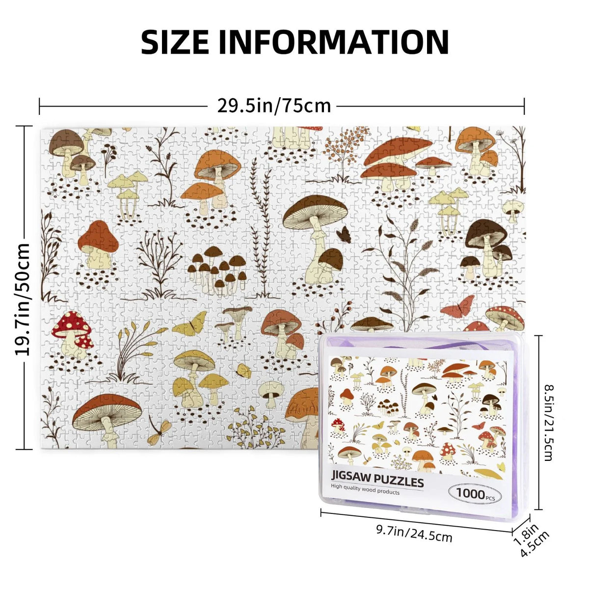 1000 Pieces Jigsaw Puzzles Mushrooms And Butterflies M3921