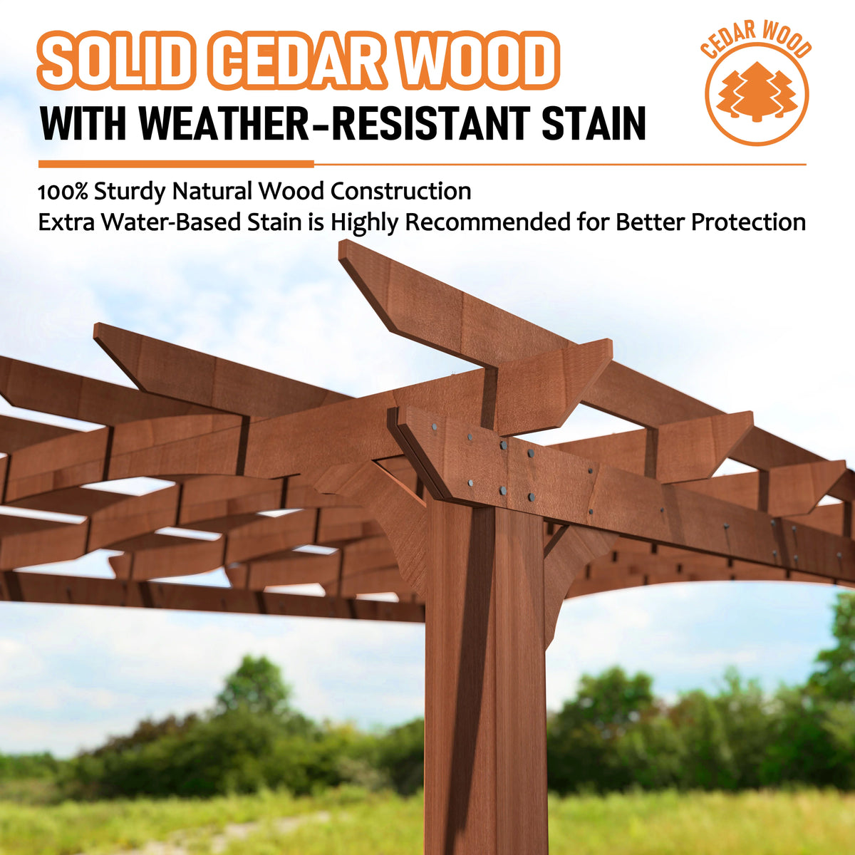 12' x 14' Cedar Wood Pergola with Arched Roof S875230