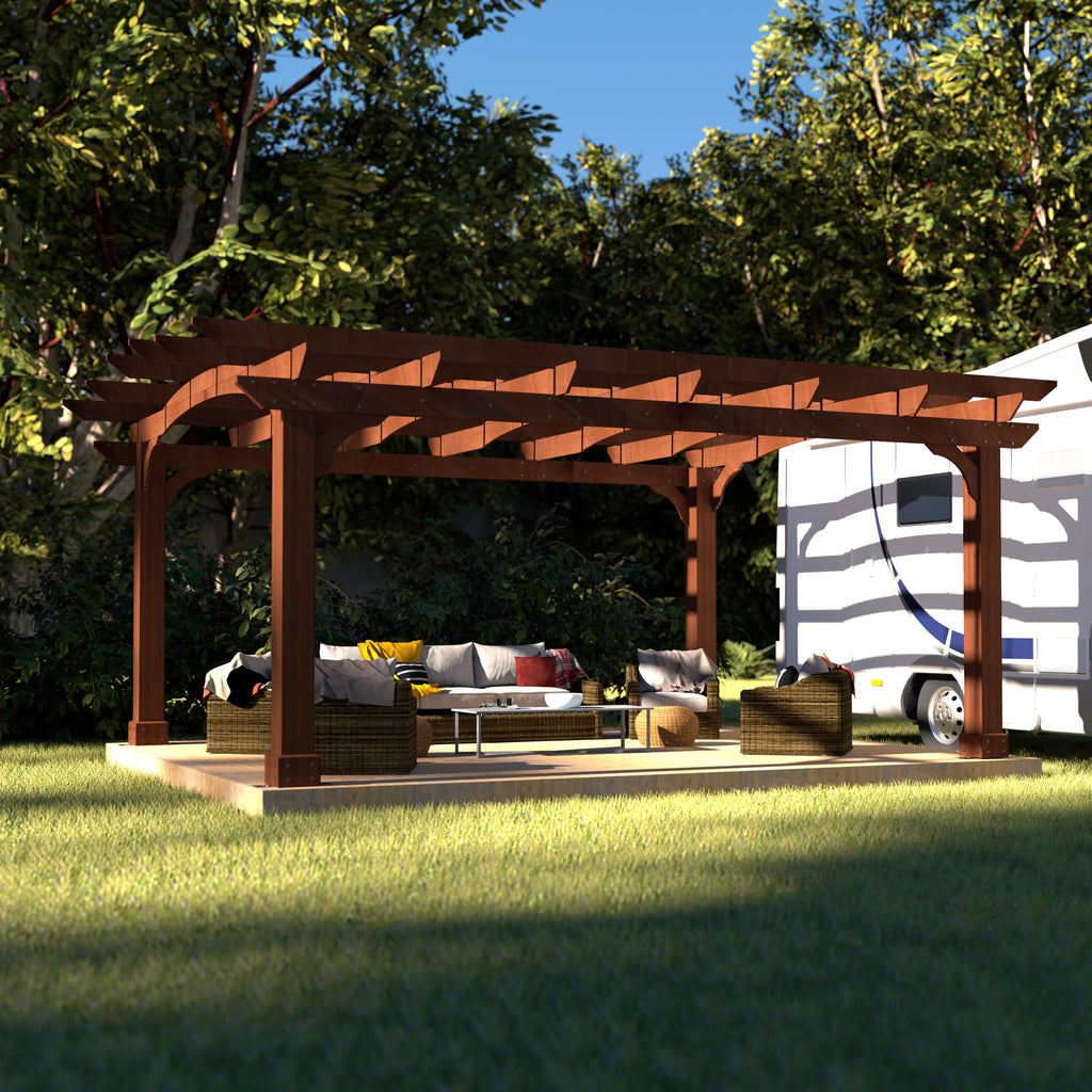 12' x 14' Cedar Wood Pergola with Arched Roof S875230
