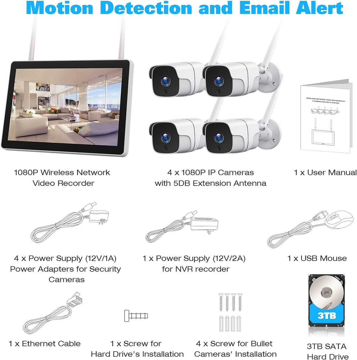 1080P Wireless Security Camera System with 3TB Hard Drive K680
