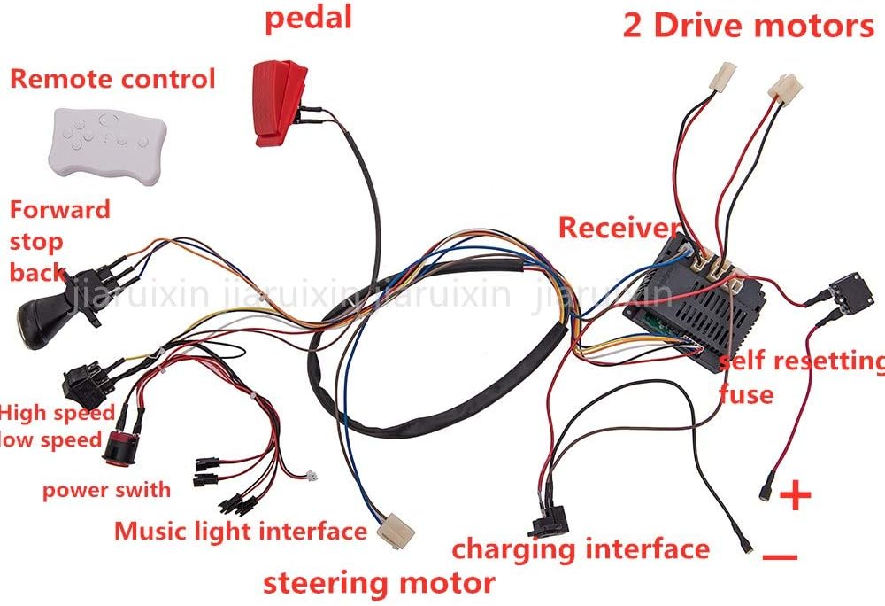 12 Volt Children Electric Car DIY Modified Wires and Switch Kit with 2.4G Bluetooth Remote Control, Pack of 2 L672