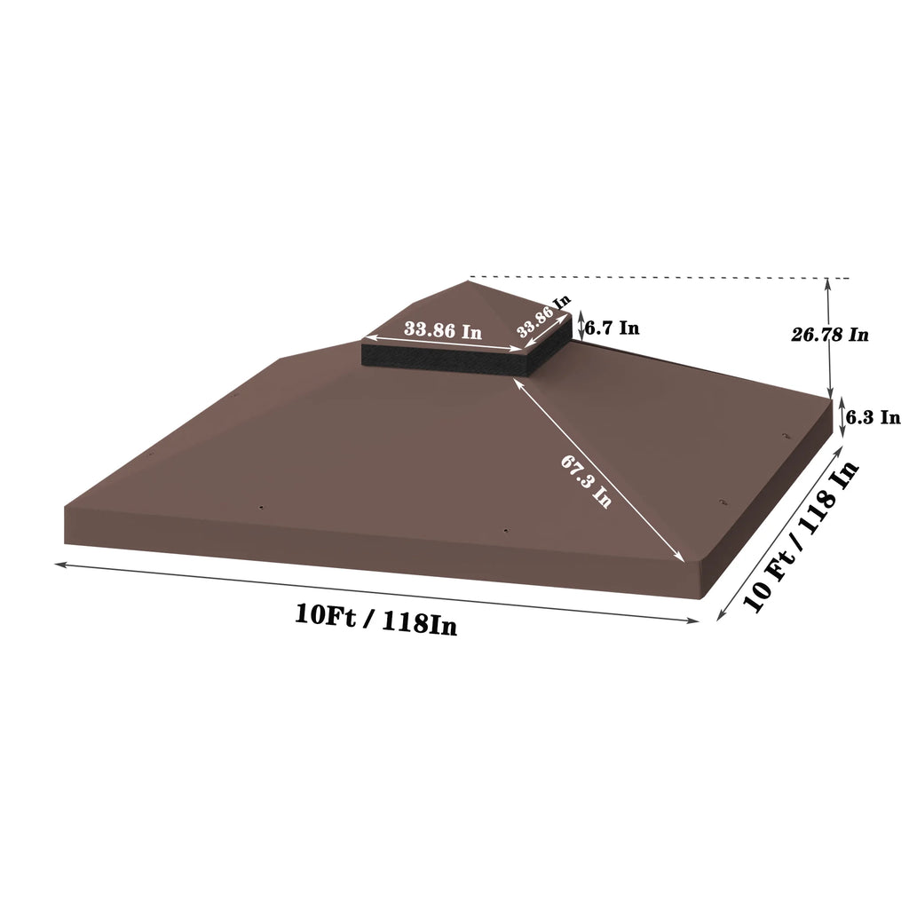 10x10 Ft Double Tiered Gazebo Replacement Canopy C9920