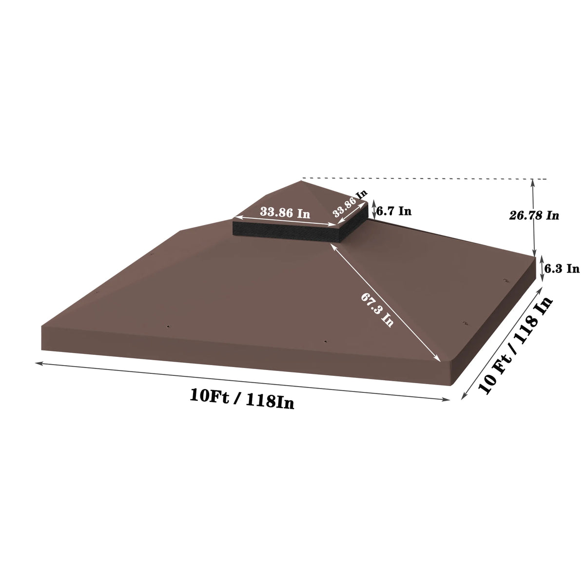 10x10 Ft Double Tiered Gazebo Replacement Canopy C9920