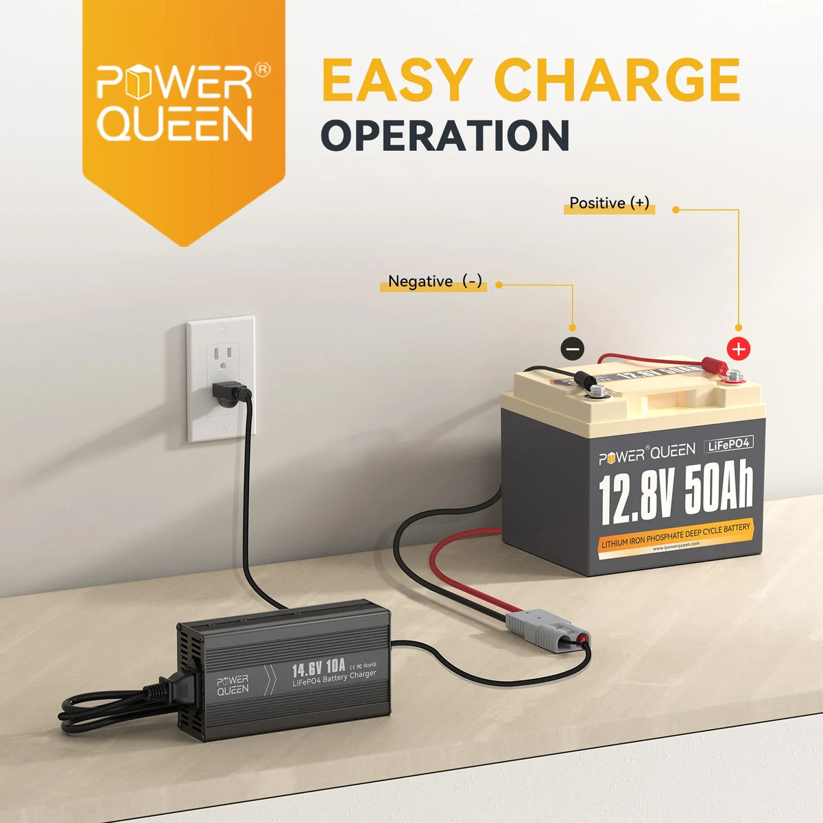 12V 50Ah Deep Cycle LiFePO4 Lithium Battery with Charger E5530