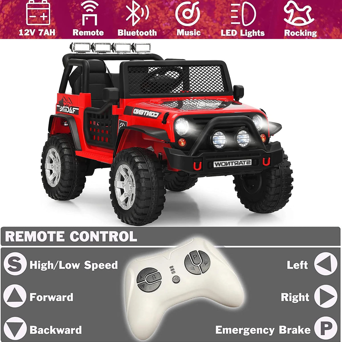 12V Kids Ride on Truck Car 2 Seater with Remote D5973