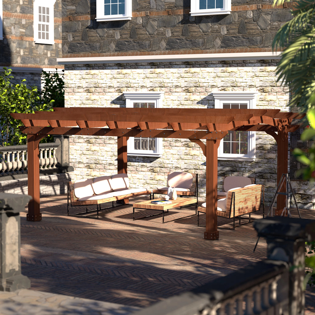 12' x 14' Cedar Wood Pergola with Arched Roof S875230