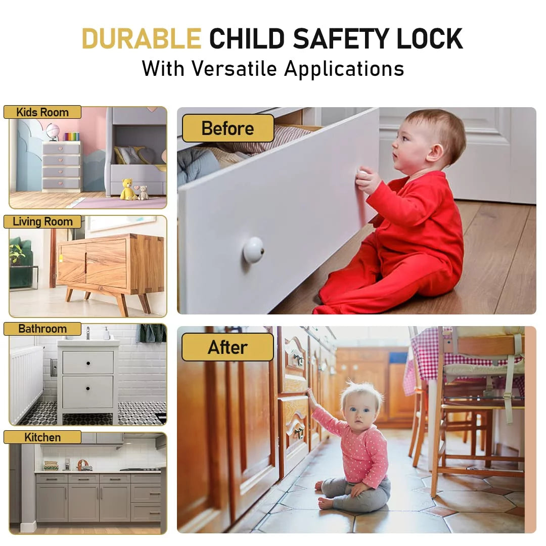 12 Pack Magnetic Cabinet Locks with 3 Keys White I766374