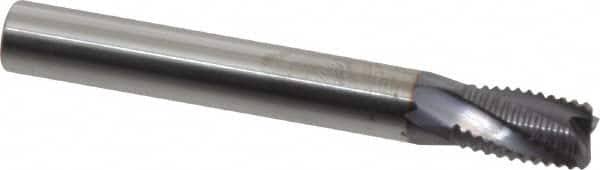 1/4x22 Diam, Fine Pitch, 3/8x22 LOC, 4 Flute Solid Carbide Corner Chamfer Roughing End Mill - AlTiN Finish, 2x22 O932866