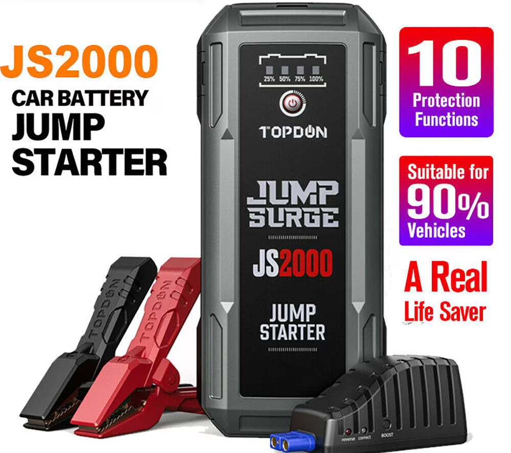 12V 2000A Peak Portable Jump Starter for 8L Gas/6L Diesel Engines A890