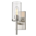 1 Light Pewter Wall Sconce with Ribbed Clear Glass H2180