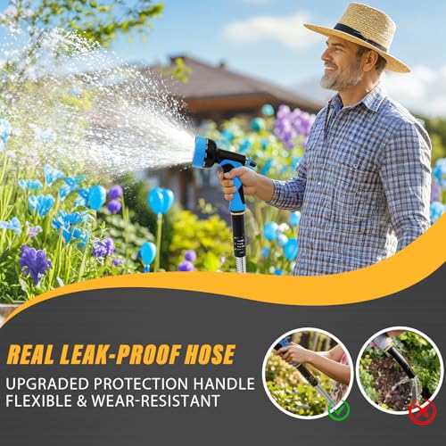 100ft Metal Stainless Steel Garden Hose with 10-Function Nozzle H5662