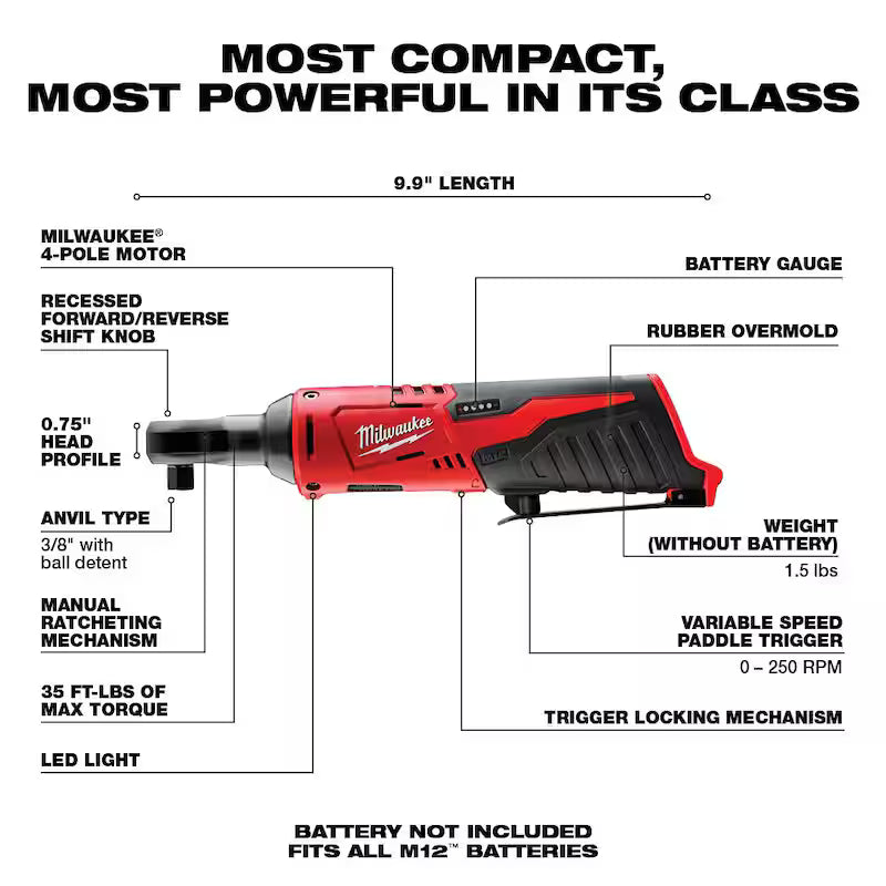 12V Cordless 3/8 in. Ratchet with 1.5 Ah Battery Pack T58208