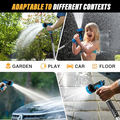 100ft Metal Stainless Steel Garden Hose with 10-Function Nozzle H5662