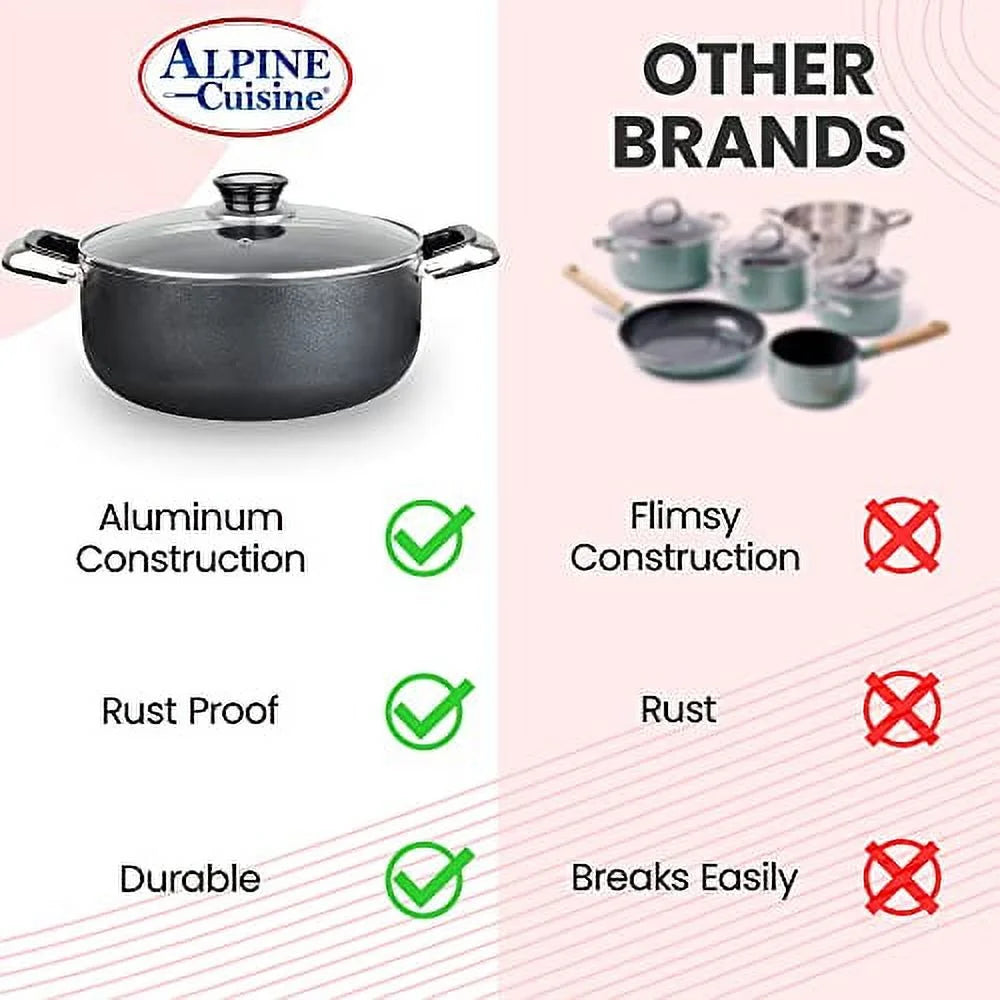 10 Quart Non-stick Aluminum Stock Pot with Glass Lid W315