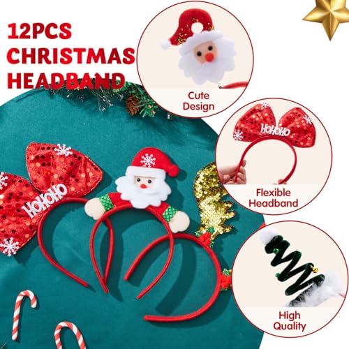 12 Packs Christmas Headbands with Assorted Design Z140579
