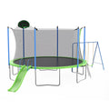 12ft Kids Trampoline with Swing, Slide, Basketball Hoop, Safety Enclosure Net T334